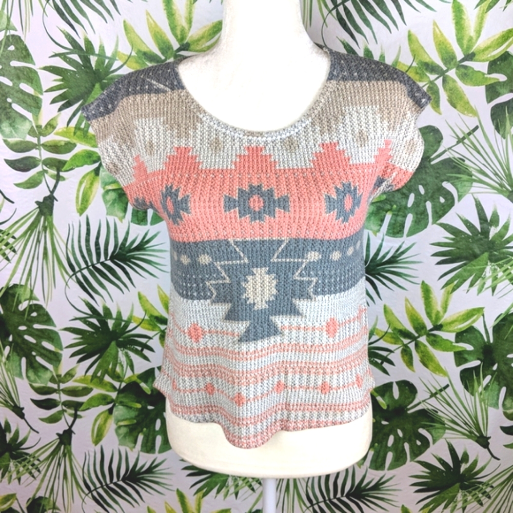 Blu Planet Coral Tribal Top (Size: Medium)